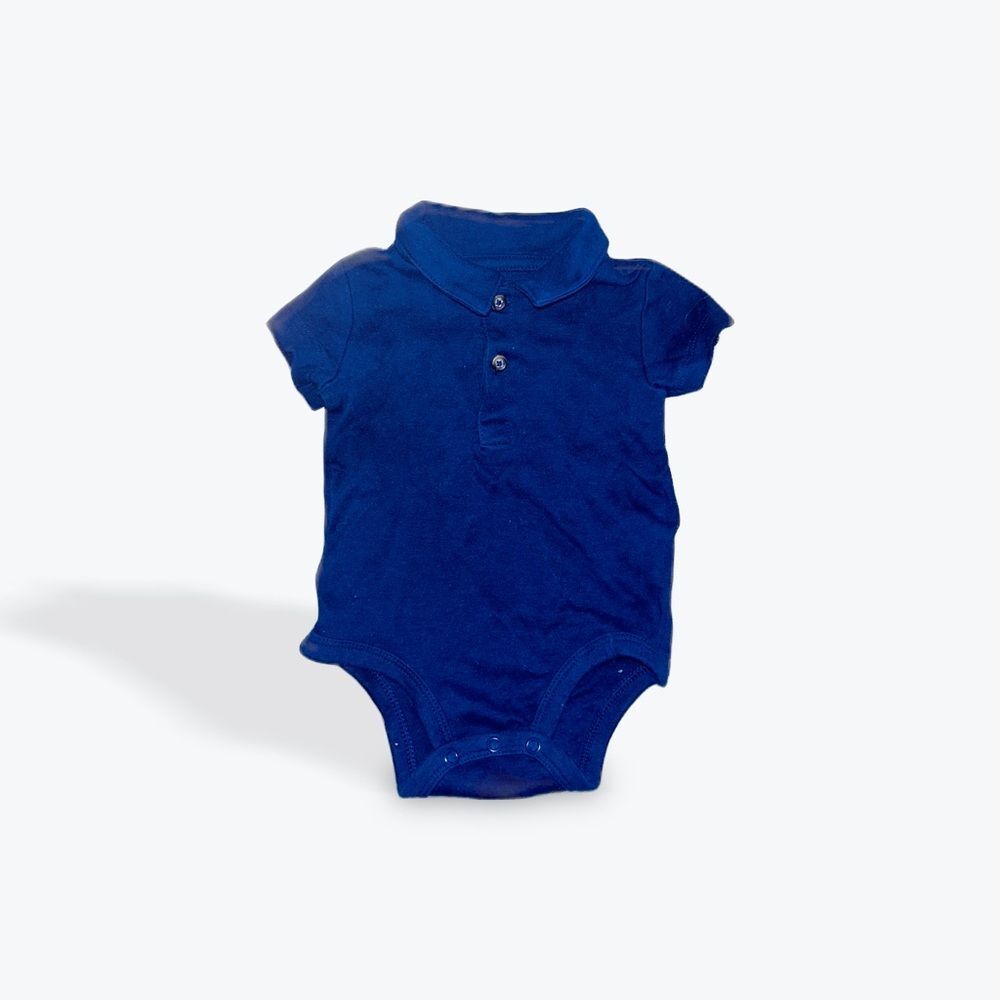 Preloved Carters Navy Dark Blue Collared Bodysuit Size 6 months